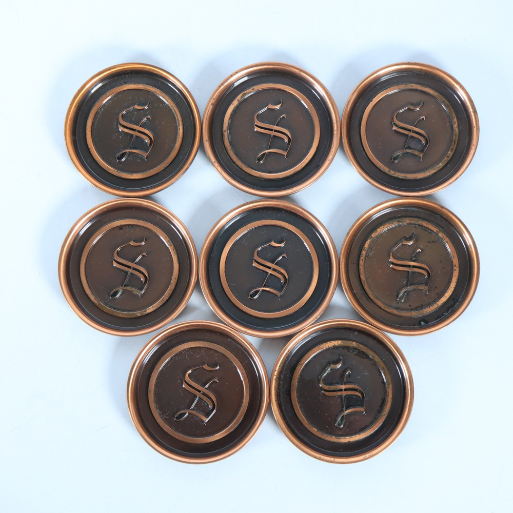 Vintage Set Hyde Park Coasters Monogram Letter S, Set Of 8. Each 3" Diameter